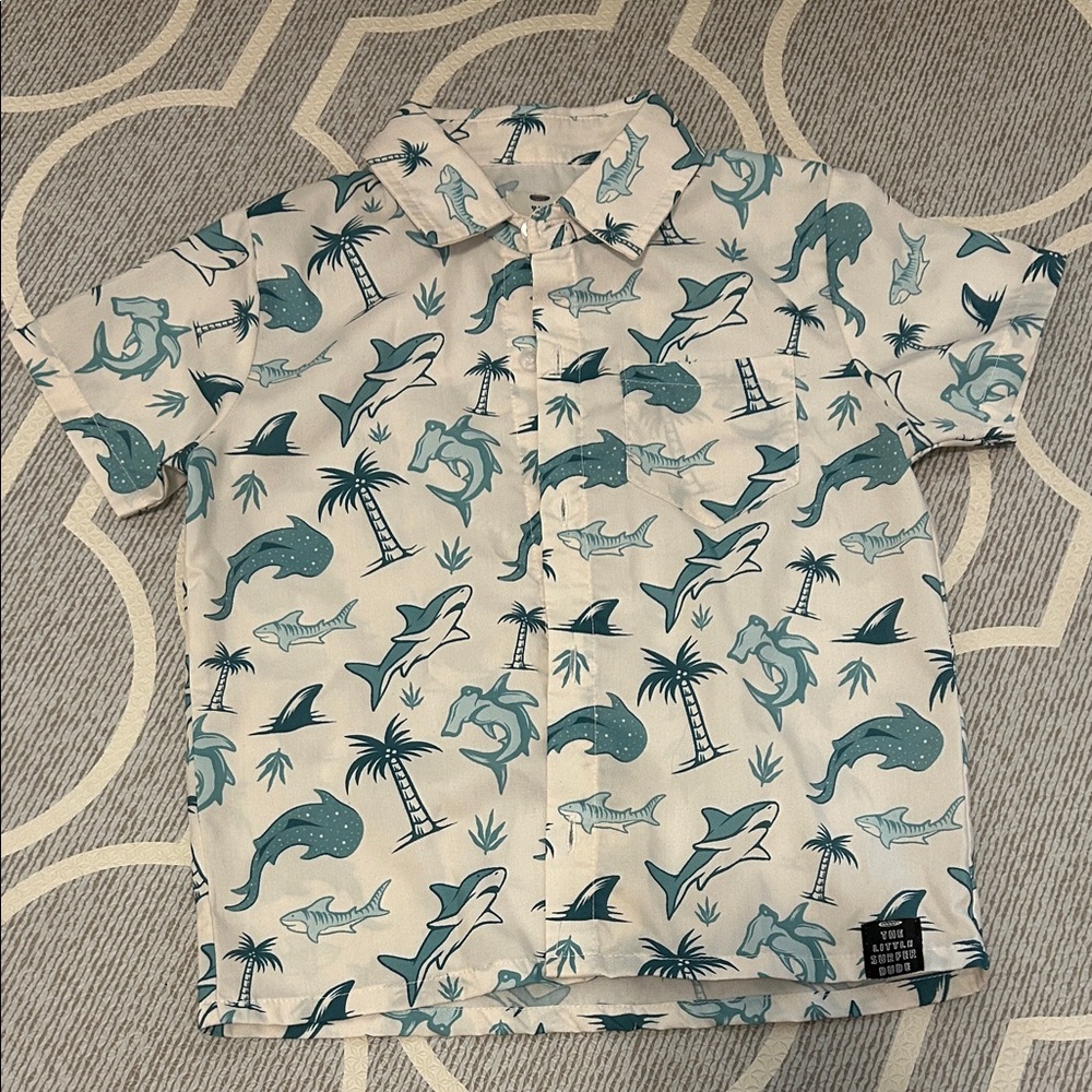 The Little Surfer Dude Shark and Palm Shirt